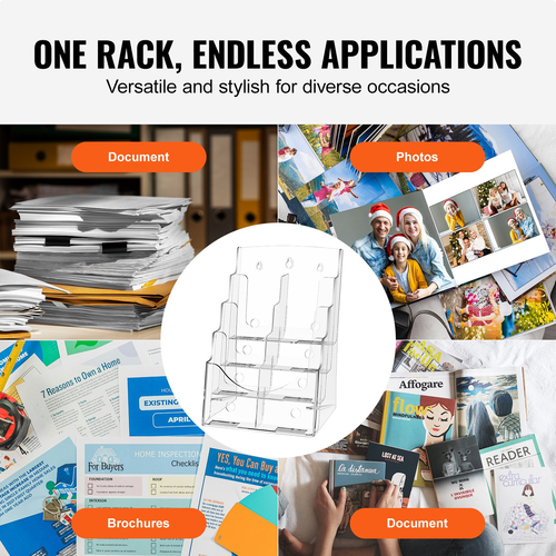 Βάση μπροσούρας VEVOR Acrylic 8,5 x 11 ιντσών 4-Tier Literature Stand Display Rack