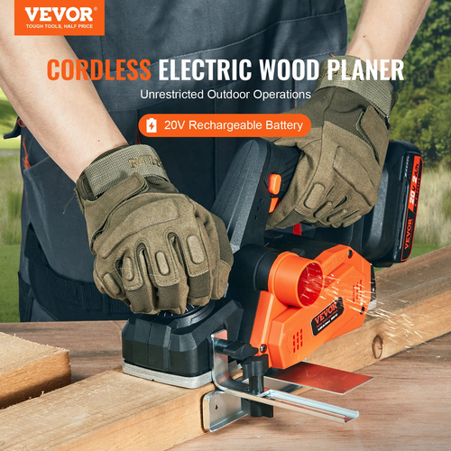 Ηλεκτρική πλάνη χειρός VEVOR Cordless, 3-1/4&quot; Width, 16000 RPM Πλάνη χειρός με μπαταρία 5/64&quot; Ρυθμιζόμενο βάθος 5/64&quot; Λεπίδες HSS Dual Side Dust Outlet, για ξυλουργική λείανση επιφάνειας πλανίσματος ξύλου