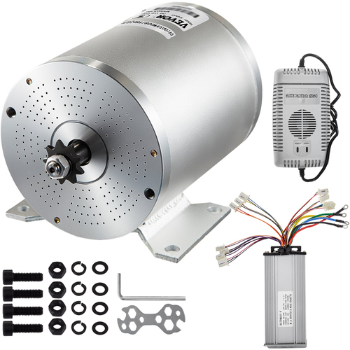 VEVOR 48V DC 1800 Watt Ηλεκτρικός κινητήρας χωρίς ψήκτρες με ελεγκτή &amp; φορτιστή 9 δόντια T8F αλυσιδωτή γρανάζι και βάση στήριξης για σκούτερ Go Karts και ηλεκτρονικά ποδήλατα