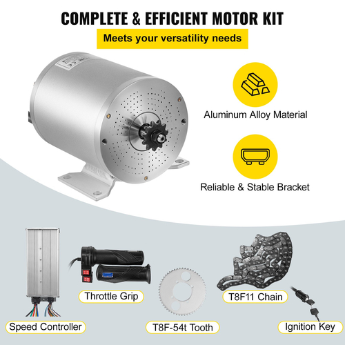 VEVOR Electric Brushless DC Motor 72V 3000W Brushless Electric Motor Kit 4900RPM Brushless Motor Kit με ελεγκτή και λαβή γκαζιού για ηλεκτρικό σκούτερ E Bike Engine Μοτοσικλέτα Κιτ μετατροπής εξαρτημάτων DIY