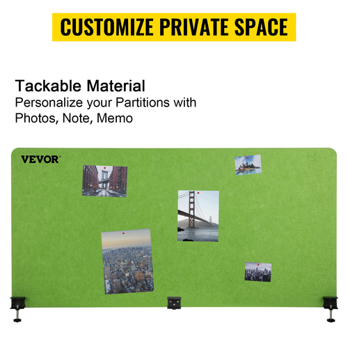VEVOR Desk Divider 60&#039;&#039; Desk Privacy Panel, 3 panels Privacy Acoustic panel, Sound Absorbing Acoustic Privacy panel, Μειώστε το θόρυβο και τις οπτικές περισπασμούς, Ελαφρύ πράσινο διαχωριστικό με σφιγκτήρα