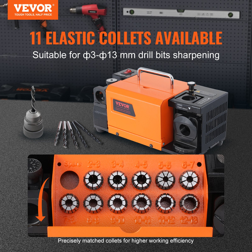 VEVOR MR-13B Τρυπάνια Ακονιστής 3-13 mm Τρυπάνι Ακονιστήρι &amp; 11 Κολέτες