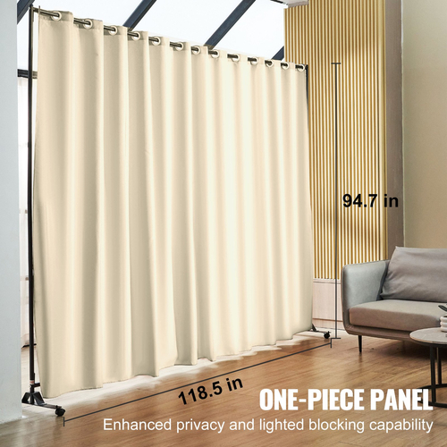 Διαιρέτης δωματίου VEVOR, 8 ft x 10 ft, φορητό διαχωριστικό δωματίου με ρόδες, διαχωριστικό κουρτινών με τροχούς, οθόνη απορρήτου διαιρέτη δωματίου για γραφείο, υπνοδωμάτιο, τραπεζαρία, μελέτη, μπεζ