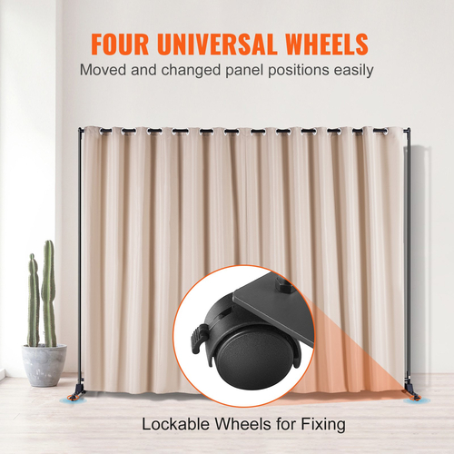 VEVOR Room Divider, 8 ft x 10 ft φορητό διαχωριστικό δωματίων με πάνελ με ρόδες Διαιρέτη κουρτινών Βάση, διαχωριστικό δωματίου Οθόνη απορρήτου για γραφείο, υπνοδωμάτιο, τραπεζαρία, μελέτη, χακί