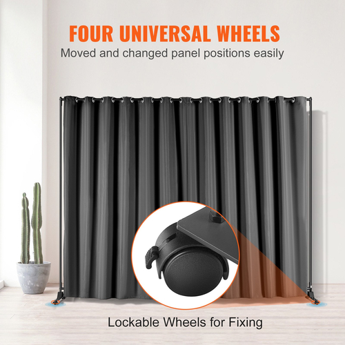 VEVOR Room Divider, 8 ft x 10 ft, φορητό διαχωριστικό δωματίου με ρόδες, διαχωριστικό κουρτινών με τροχούς, οθόνη Privacy divider για γραφείο, υπνοδωμάτιο, τραπεζαρία, γραφείο, ανοιχτό γκρι
