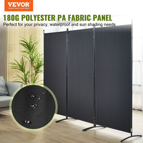 VEVOR Room Divider 3 Panel Αναδιπλούμενη Οθόνη Privacy 89&quot;x20.3&quot;x72.8&quot;Office Dark Black
