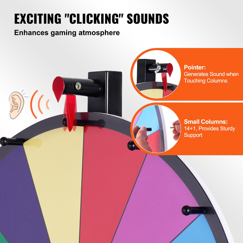 VEVOR 24 ιντσών Spinning Prize Wheel, Επιτραπέζιο Spinner 14 Slots, Heavy Duty Roulette Wheel with Dry Ease and 2 Markers, Win Fortune Spin Games στο Party Pub Trade Show Carnival