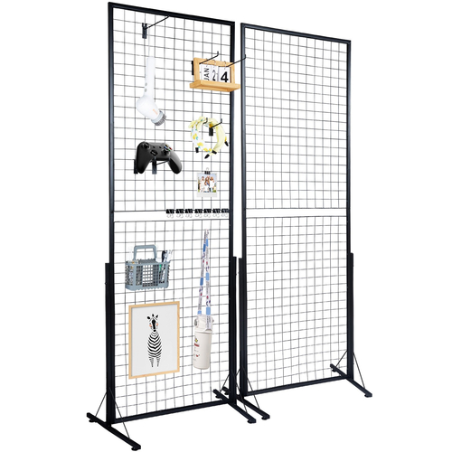 VEVOR 2&#039; x 5,6&#039; Grid Panels Wall Tower, 2 Packs Wire Gridwall Display Racks with T-Base Floorstanding, Double Side Gridtoll Panels for Art Craft Shows, Retail Display with Extra Clips and Hooks