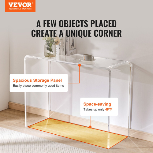 Τραπέζι κονσόλας VEVOR Acrylic, Clear Acrylic End Table, Transparent Acrylic side table 37,95x15x29,13 ιντσών, για Φουαγιέ, Σαλόνι, Τραπεζαρία