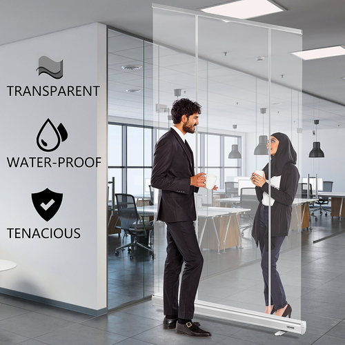 VEVOR Floor Standing Sneeze Guard, 48&quot;x80&quot; Roll-up Banner Stand, Φορητό pull-out Standing Divider, Stand Roll Up Banner για καφέ, γραφείο, ταμείο, κατάστημα, εστιατόριο, τάξη και ρεσεψιονίστ