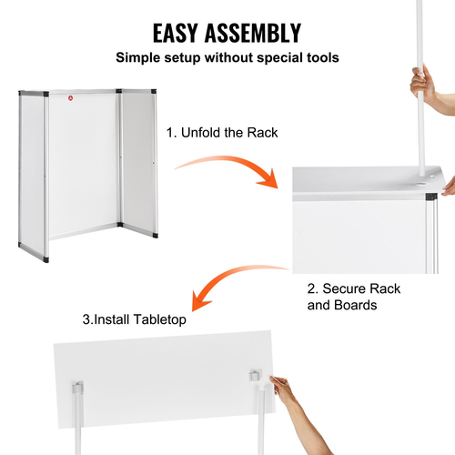 VEVOR Portable Tradeshow Podium Podium, 30,91&quot; x 14,96&quot; x 71,46&quot;, Εκθεσιακό περίπτερο πάγκου έκθεσης με τοίχο, πτυσσόμενο πτυσσόμενο τραπέζι λιανικής πώλησης μπαρ με ράφι αποθήκευσης/τσάντα μεταφοράς