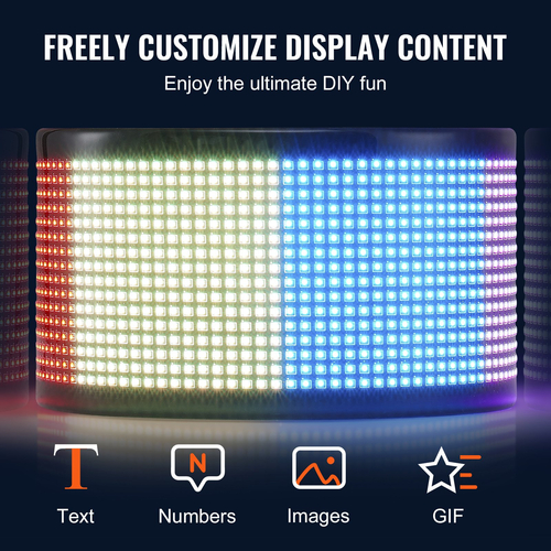 VEVOR 38x10cm Προγραμματιζόμενη πινακίδα LED Πίνακας οθόνης κύλισης P5 Full Color