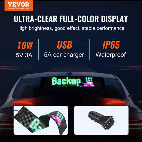 VEVOR 68x12cm Προγραμματιζόμενη πινακίδα LED Πίνακας οθόνης κύλισης P6 Full Color