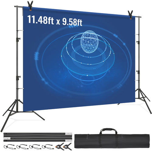 Βάση σκηνικού VEVOR 12 x 10 ft, Βάση σκηνικού βαρέως τύπου, ρυθμιζόμενο ύψος, σύστημα υποστήριξης φόντου με 6 σφιγκτήρες και μια τσάντα μεταφοράς, για πάρτι, γάμο, οθόνη, φωτογραφία