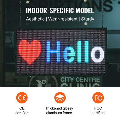 VEVOR 67x35cm Προγραμματιζόμενη πινακίδα LED Πίνακας οθόνης κύλισης P5 Full Color