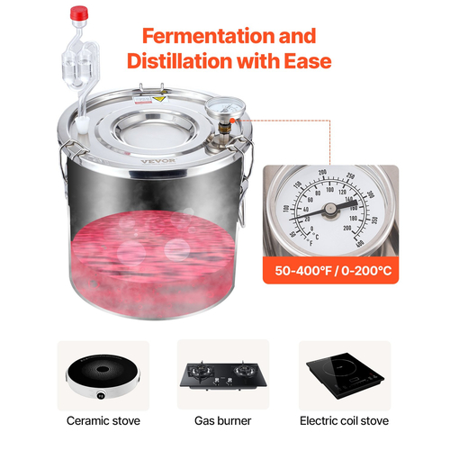 VEVOR Moonshine Still 3 Gal Water Alcohol Distiller Kit ζυθοποιίας από ανοξείδωτο χάλυβα