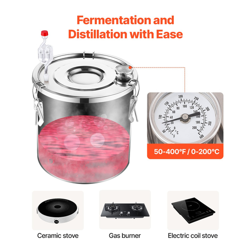 VEVOR Moonshine Still 8 Gal Water Alcohol Distiller Kit ζυθοποιίας από ανοξείδωτο χάλυβα
