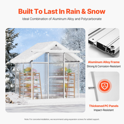 VEVOR Polycarbonate Θερμοκήπιο 6 x 4 Ft Υπαίθριο περίπατο Θερμοκήπιο για Κήπο