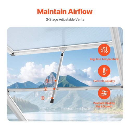 VEVOR Polycarbonate Θερμοκήπιο 6 x 4 Ft Υπαίθριο περίπατο Θερμοκήπιο για Κήπο