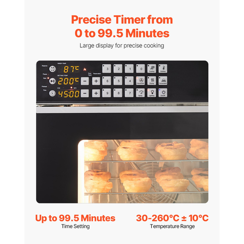 VEVOR Πάγκος Φούρνος Convection Εμπορική Τοστιέρα Baker Ανοξείδωτο 58L