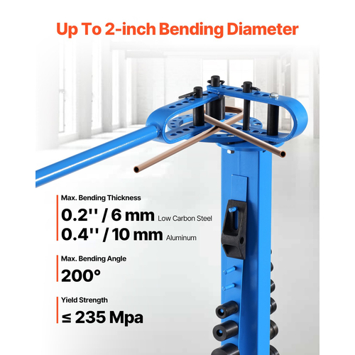 VEVOR Manual Pipe Bender Max 2&quot; OD Pipe Bending Tube with 14 Bending Dies