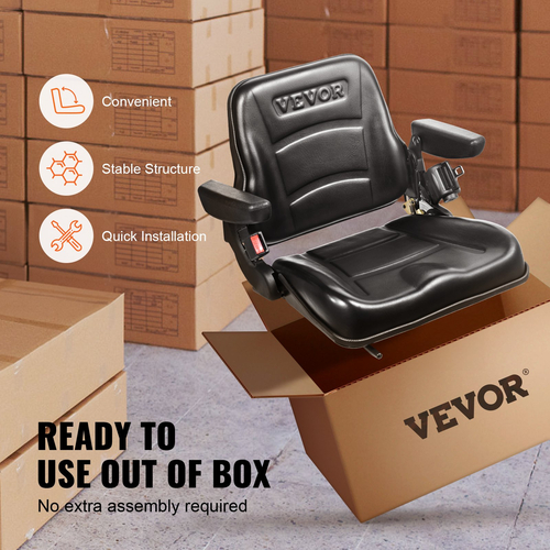 Κάθισμα VEVOR Universal Forklift, Πτυσσόμενο κάθισμα τρακτέρ με ρυθμιζόμενη γωνία πλάτη, μικροδιακόπτης, ζώνη ασφαλείας και υποβραχιόνια, κάθισμα τρακτέρ 6,3-13,4 ιντσών για εκσκαφέα φορτωτή τρακτέρ