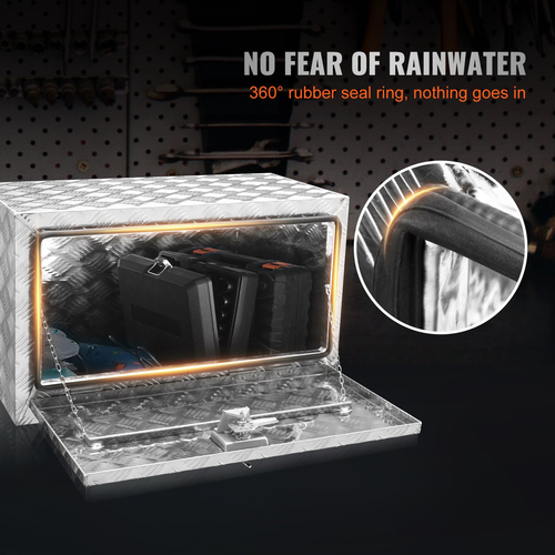 VEVOR Underbody Truck Box, 30&quot;×14&quot;×16&quot; Pickup Storage Box, Heavy Duty Aluminium Diamond Plate Tool Box με κλειδαριά και κλειδιά, Αδιάβροχο κουτί αποθήκευσης τρέιλερ με μάνταλο T-handle για φορτηγό, φορτηγό, ρυμουλκούμενο
