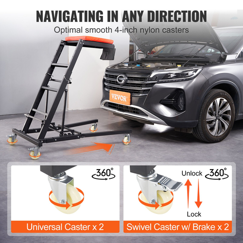 VEVOR Automotive Top Creeper, Engine Creeper 42,5&quot;-64,8&quot;, 400 LBS Capacity High Top Creeper, 4 περιστρεφόμενοι τροχοί τροχού, επενδεδυμένο κατάστρωμα, αναδιπλούμενο αναρριχητικό φυτό για γκαράζ στο σπίτι, Συντήρηση επισκευής συνεργείου
