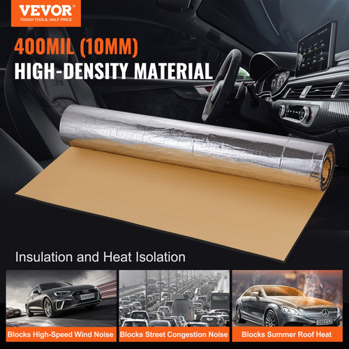 VEVOR Car Sound Deadening Mat, 400 mil 1,5sq.m Automotive Sound Deadener, High Density Foam Sound Deadener Material &amp; Heat Barrier, Double Layer Waterproof Constructure Acoustic Insulation Mat