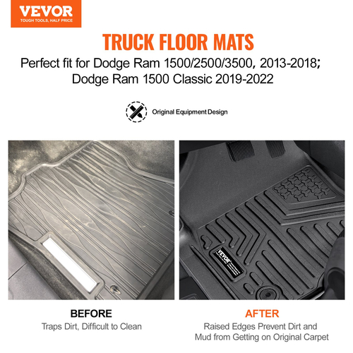 VEVOR Automotive πατάκια Fits Dodge Ram 1500/2500/3500 1500 Classic 2013-2022