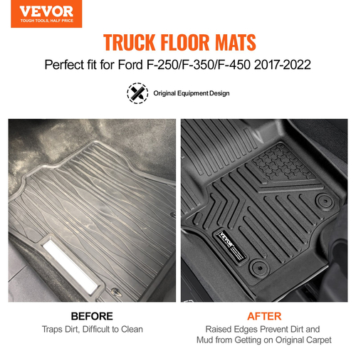 VEVOR Automotive πατάκια δαπέδου προσαρμοσμένα για Ford F-250/F-350/F-450 2017-2022 3 τεμ.