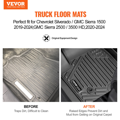 VEVOR Πατάκια Αυτοκινήτου Ταιριάζει για Chevrolet Silverado/GMC Sierra 1500 3 τεμ.