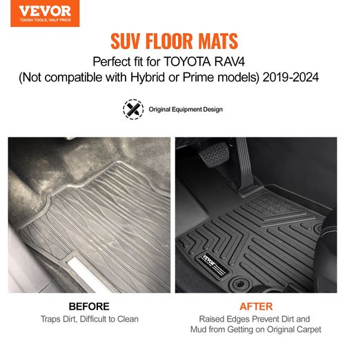 Τα πατάκια δαπέδου VEVOR Automotive Ταιριάζει σε Toyota RAV4 (όχι για υβριδικά ή Prime) 2019-2024