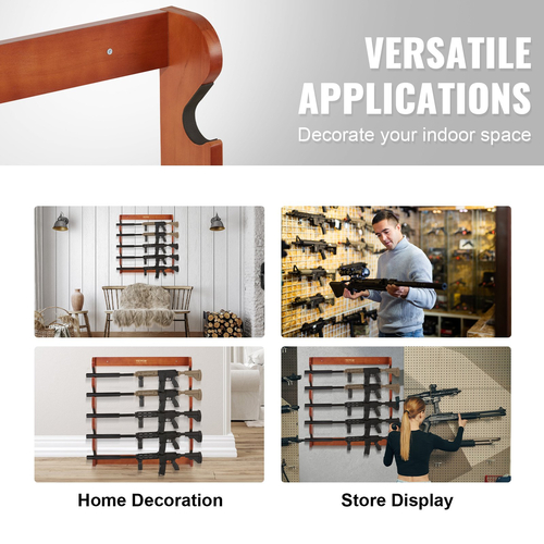VEVOR Gun Rack Ξύλινη ράφι όπλων με 5 αυλακώσεις και βάση επίδειξης όπλων επίτοιχης βάσης που χωρά 5 τουφέκια