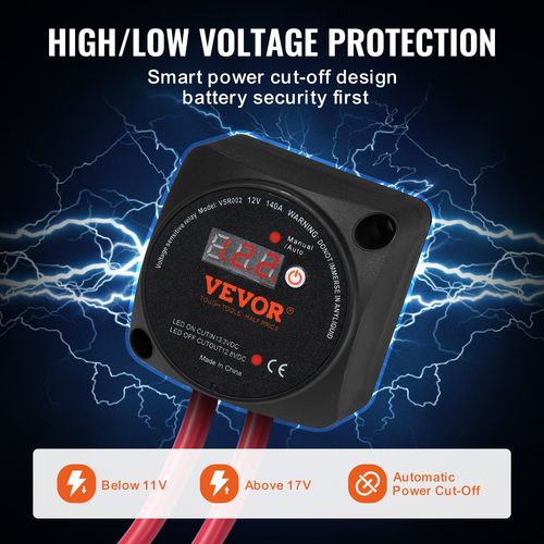 VEVOR Split Charge Relay Voltage Sense Relay 12V 140A Dual Battery Isolator