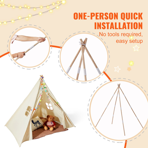 VEVOR Kids Play Tent Teepee Tent για νήπια 1-5 ετών Σκηνή με μπάλες ματ