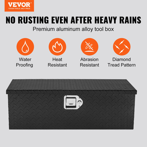 Κιβώτιο εργαλείων κρεβατιού φορτηγού VEVOR Heavy Duty, Εργαλειοθήκη Diamond Plate με Πλαϊνή λαβή και κλειδαριά κλειδαριάς, Storage Tool Box Box Organizer για παραλαβή, Κρεβάτι φορτηγού, RV, Trailer, 30&quot;x13&quot;x9.6&quot;, Μαύρο