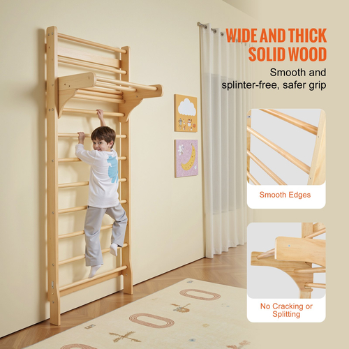 VEVOR Swedish Ladder Wall Gym 10-Επίπεδα Ξύλινα παιχνίδια αναρρίχησης για εσωτερική παιδική χαρά