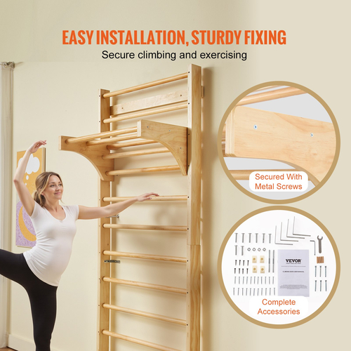 VEVOR Swedish Ladder Wall Gym 10-Επίπεδα Ξύλινα παιχνίδια αναρρίχησης για εσωτερική παιδική χαρά
