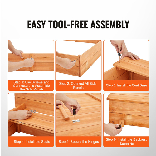 VEVOR Wooden Sandbox Sand Box Sand Pit με κάτω επένδυση για υπαίθριες ηλικίες 3-12