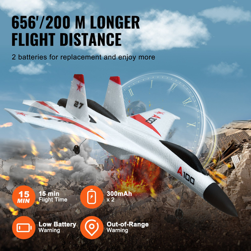 VEVOR RC Airplane Fighter EPP Foam RC Plane Toy 2,4 GHz Τηλεχειριστήριο Λειτουργία 3D/6G
