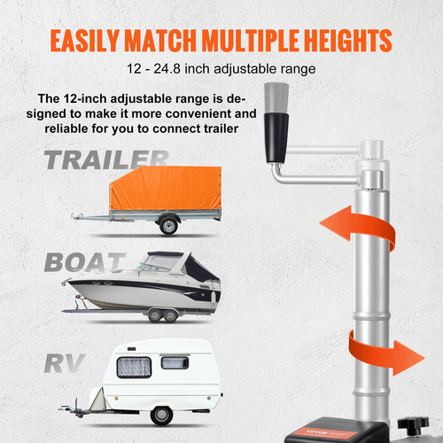 VEVOR Electric Trailer Dolly, 5000lbs Rewing Capacity, 350W 12V Trailer Jockey Wheel με 22 ft/min Ταχύτητα κίνησης, 12&#039;&#039;-24,8&#039;&#039; ρυθμιζόμενο ύψος σφιγκτήρα &amp; ελαστικό 8&#039;&#039;, για κινούμενο τρέιλερ τροχόσπιτο