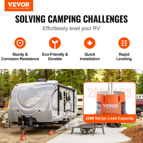 VEVOR Trailer Jack Block, 2000 lbs Χωρητικότητα ανά μπλοκ ισοπέδωσης RV, Μπλοκ σταθεροποιητή τροχόσπιτου από πολυπροπυλένιο υψηλής ποιότητας, αξεσουάρ ταξιδιού RV Χρήση για οποιοδήποτε γρύλο, στύλο, πόδι, 5η ρόδα, 2-συσκευασία