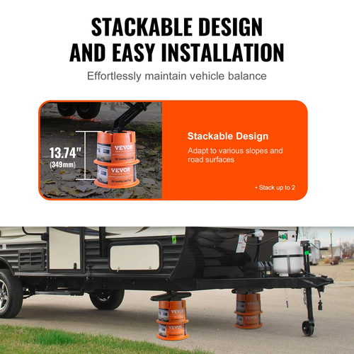VEVOR Trailer Jack Block, 2000 lbs Χωρητικότητα ανά μπλοκ ισοπέδωσης RV, Μπλοκ σταθεροποιητή τροχόσπιτου από πολυπροπυλένιο υψηλής ποιότητας, αξεσουάρ ταξιδιού RV Χρήση για οποιοδήποτε γρύλο, στύλο, πόδι, 5η ρόδα, 2-συσκευασία