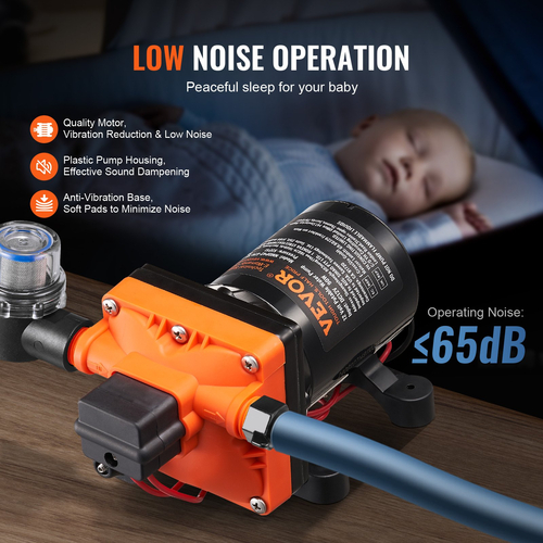 VEVOR 12V Αντλία Διαφράγματος 3GPM 11,36 L/min Διακόπτης πίεσης αντλίας νερού 4 θαλάμων