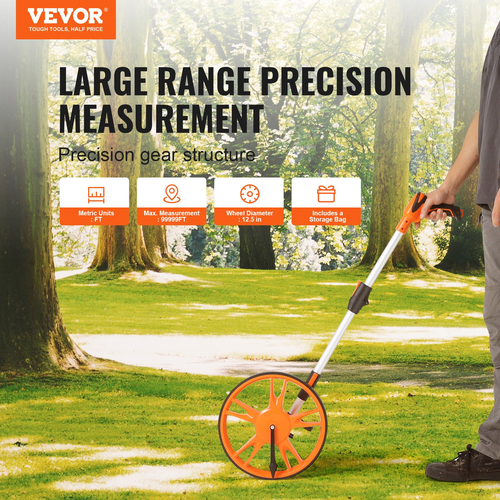 VEVOR Measuring Wheel 317mm Road Runner Distance Telescoping Hand with/ Back Bag