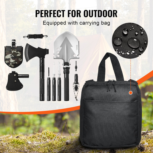 VEVOR Survival Shovel Survival Axe 16-σε-1 Κάμπινγκ πτυσσόμενα φτυάρια με τσεκούρι