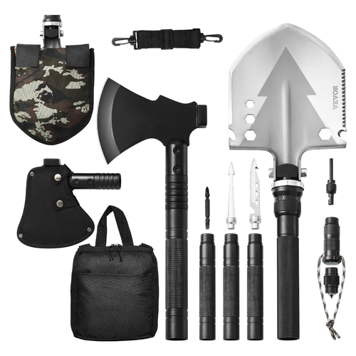 VEVOR Survival Shovel Survival Axe 16-σε-1 Κάμπινγκ πτυσσόμενα φτυάρια με τσεκούρι