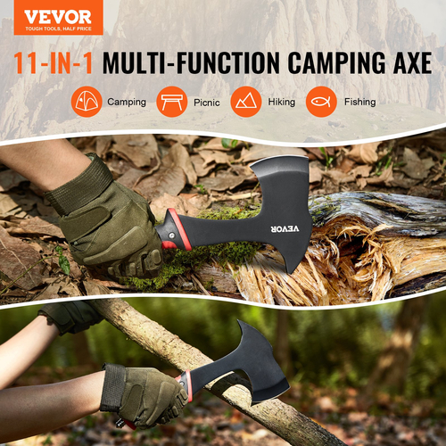 VEVOR Camping Hatchet Machete Σετ Μαχαιριών Θήκη Κυνηγετικό Μαχαίρι Φακός Paracord