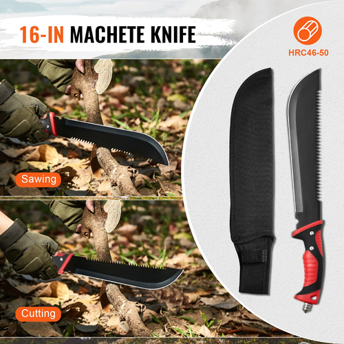 VEVOR Camping Hatchet Machete Σετ Μαχαιριών Θήκη Κυνηγετικό Μαχαίρι Φακός Paracord